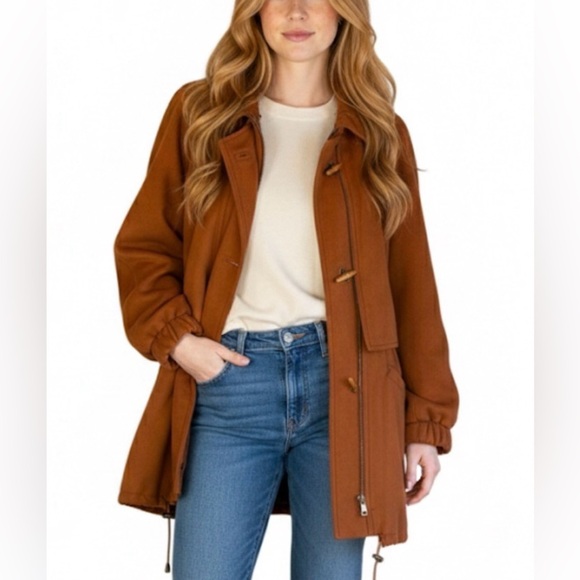 Damselle Ltd. Jackets & Blazers - Vintage‎ Danielle Ltd. Rust Oversized Toggle Zippered Coat Jacket Women’s XS?